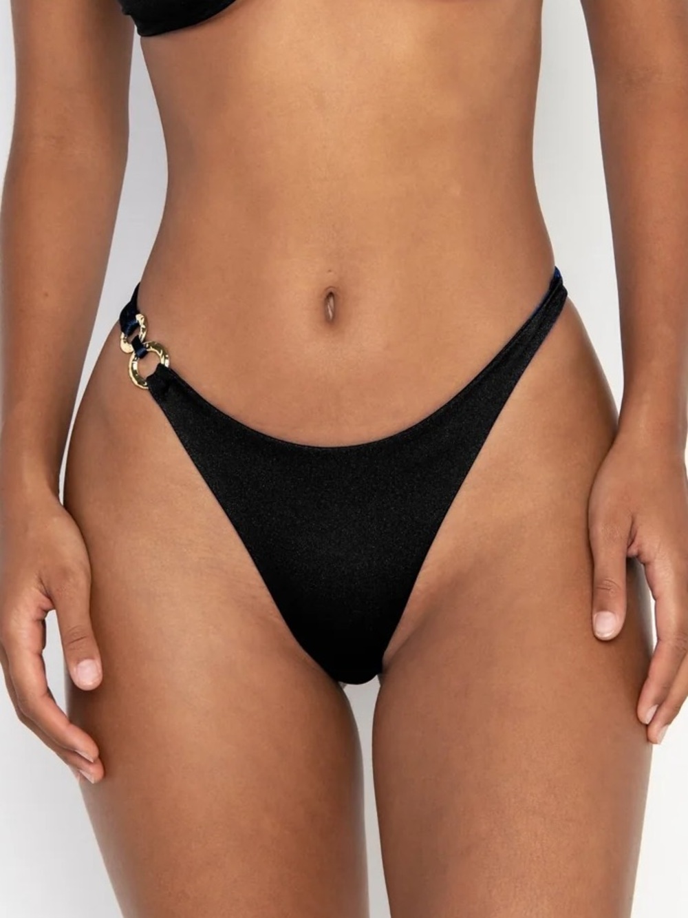 Sommer Swim Gigi Nero Bikini Bottom with Gold Accent